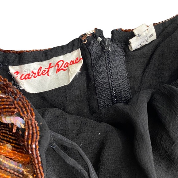 Vintage Strapless Silk Sequin Tiered Party Prom Dress by Scarlet Rage / Medium - Picture 4 of 6